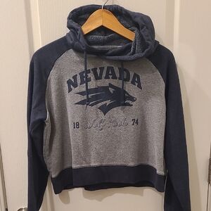 Women's Champion Crop Nevada Wolf Pack Hoodie - Gray and Navy